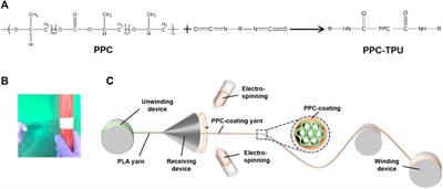 Preparation of biodegradable polypropylene carbonate-polylactic acid core yarn by electrospinning and its antibacterial finishing